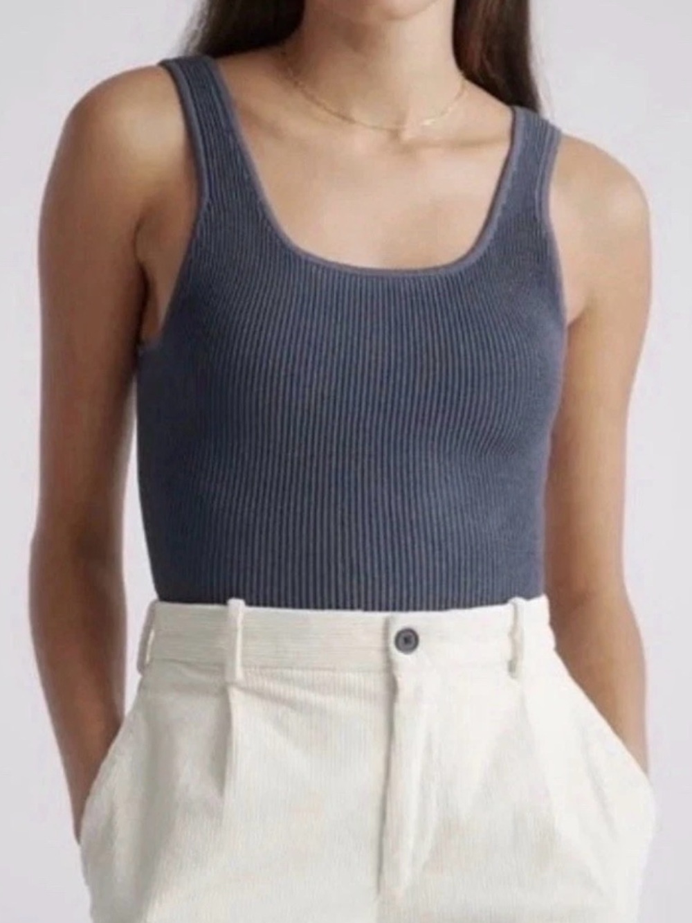 Quince Knit Cropped Tank Charcoal Grey Size L Stretch, minimalist